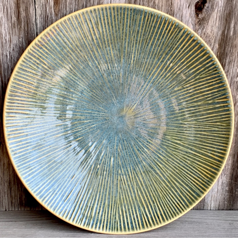 Joseph Abboud Teal Illusion Stoneware 12” Charger Plate Discontinued Vintage